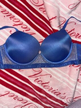 Victoria's Secret Satin T-Shirt Bra in Royal Blue